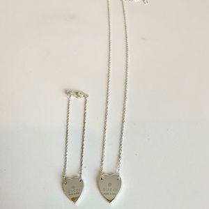 Gucci Trademark bracelet and necklace with heart pendant